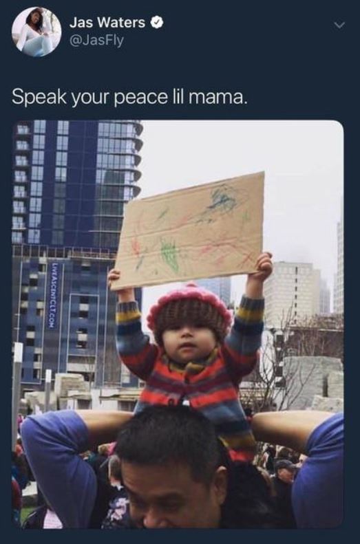 child with protest sign scribble - Jas Waters Speak your peace lil mama. Liveascenicltcom