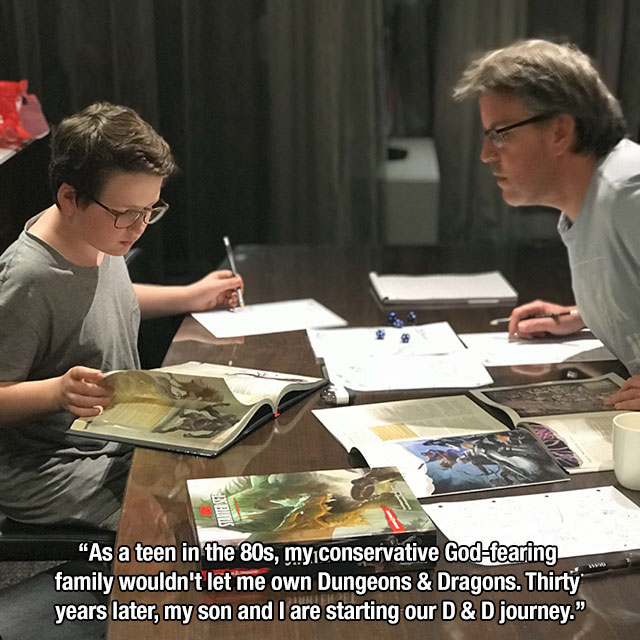 family dungeons and dragons - "As a teen in the 80s, my conservative Godfearing family wouldn't let me own Dungeons & Dragons. Thirty years later, my son and I are starting our D & D journey."