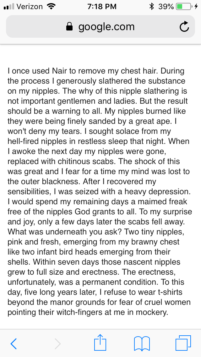 why you shouldn't use nair on your nipples