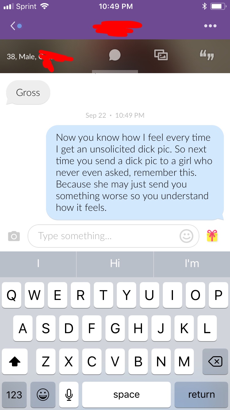 Girl gives unsolicited dick pic guy his own medicine