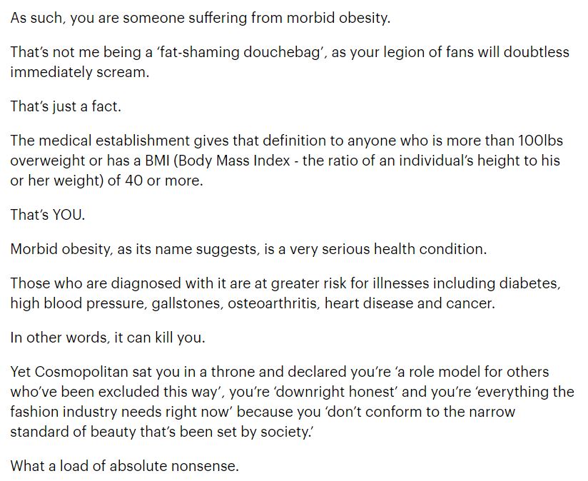 Piers Morgan’s Open Letter To Morbidly Obese Model Tess Holliday