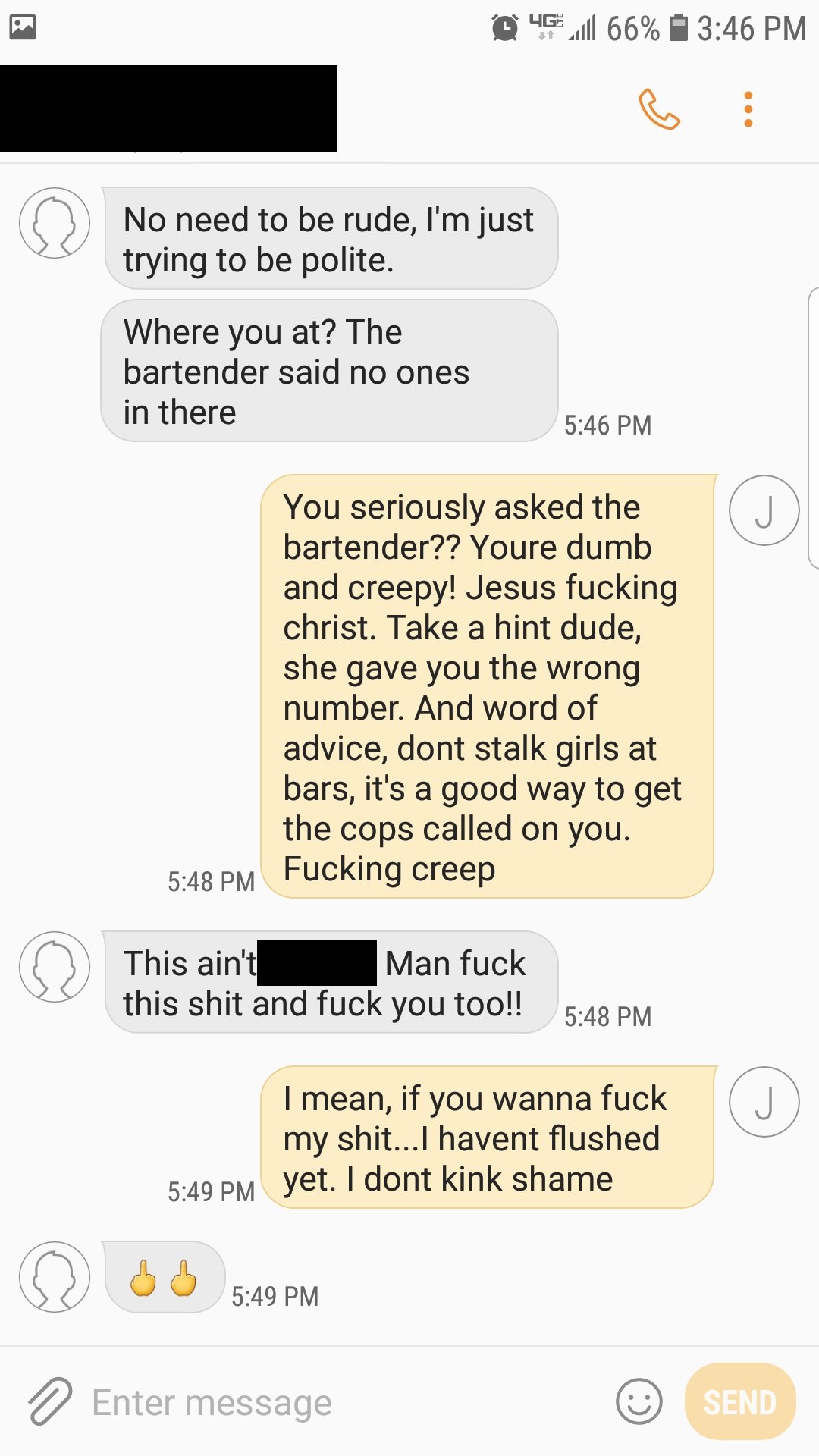 Guy has some fun with some thirsty creeps