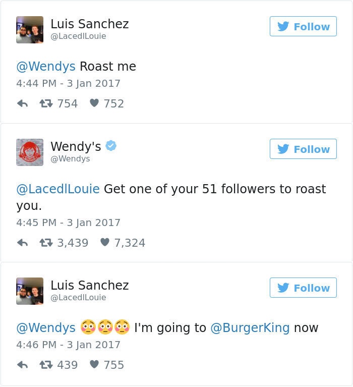 web page - Luis Sanchez Roast me 13 754 752 Wendy's Get one of your 51 ers to roast you. 27 3,439 7,324 Luis Sanchez 9 9 I'm going to now 7 439 755