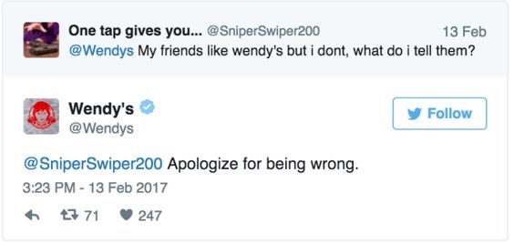 wendys roasts carls jr - One tap gives you... 13 Feb My friends wendy's but i dont, what do i tell them? Wendy's y Swiper200 Apologize for being wrong. 47 71 247
