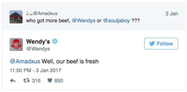 wendys roasting - 3 Jan who got more beef, or ??? Wendy's Well, our beef is fresh 47 316 850