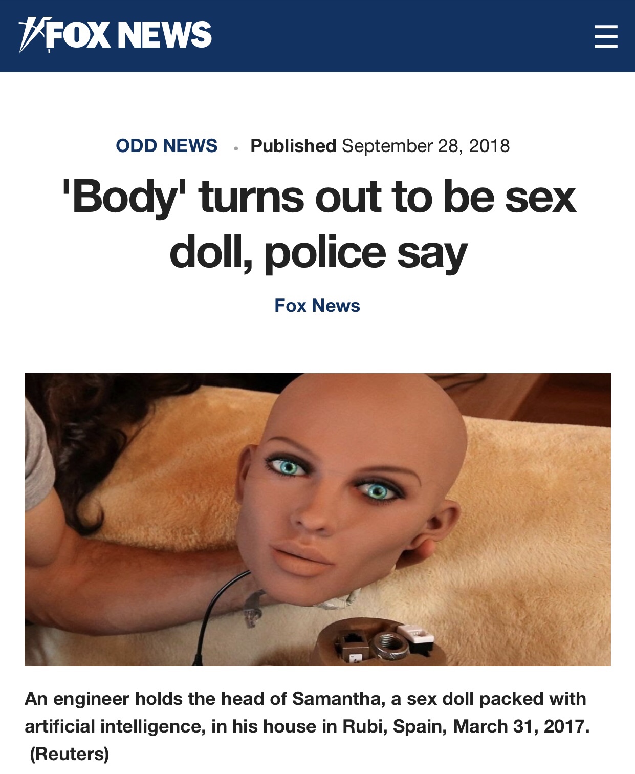 Sex Doll Gets Mistaken for a Dead Body on the Side of the Road