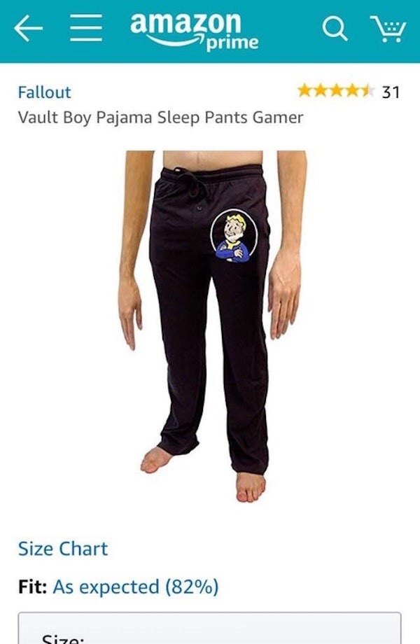 amazon kindle - 63 amazome Qw 31 Fallout Vault Boy Pajama Sleep Pants Gamer Size Chart Fit As expected 82% Size