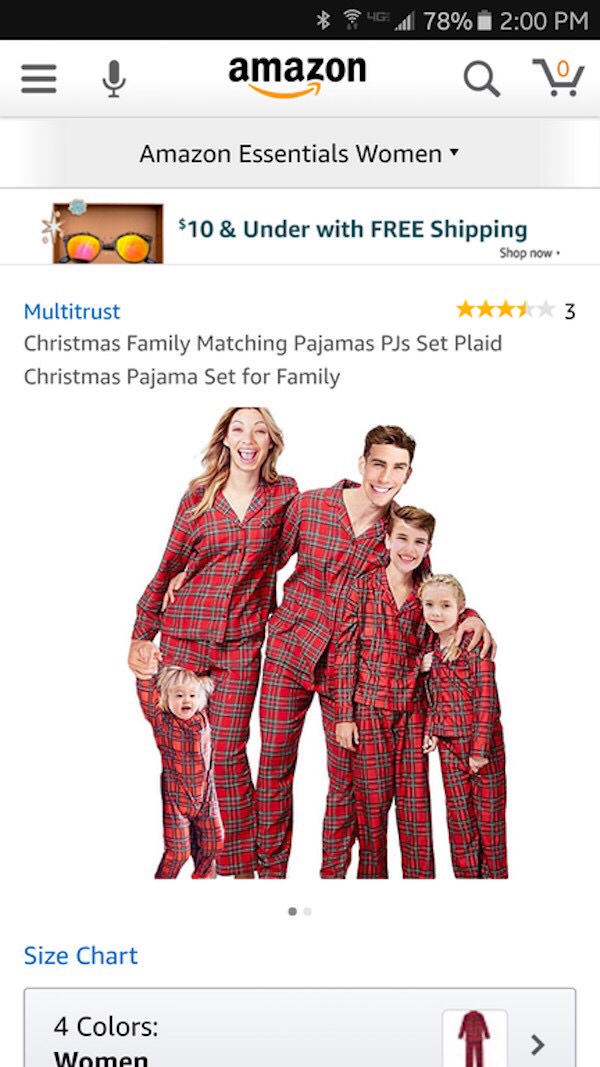 46.78% amazon a Amazon Essentials Women $10 & Under with Free Shipping Shop now 3 Multitrust Christmas Family Matching Pajamas PJs Set Plaid Christmas Pajama Set for Family Size Chart 4 Colors Women