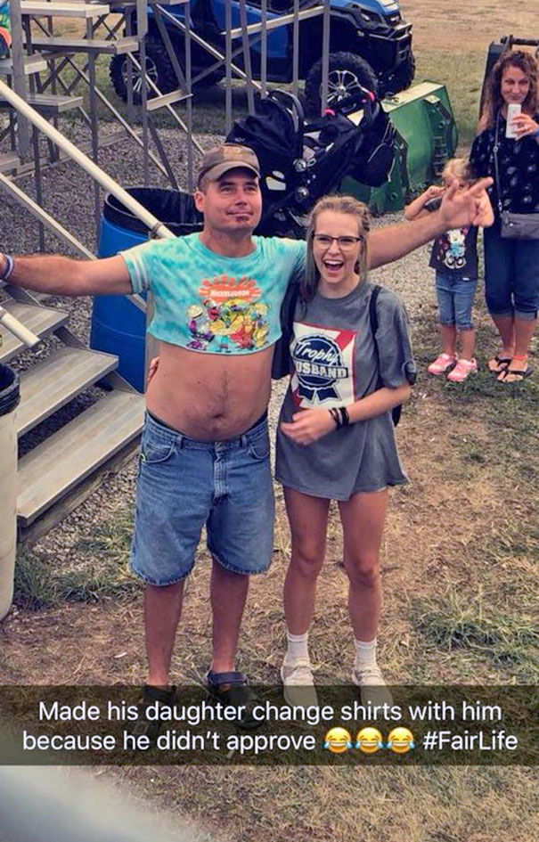 dads in crop tops - Vrob Made his daughter change shirts with him because he didn't approve