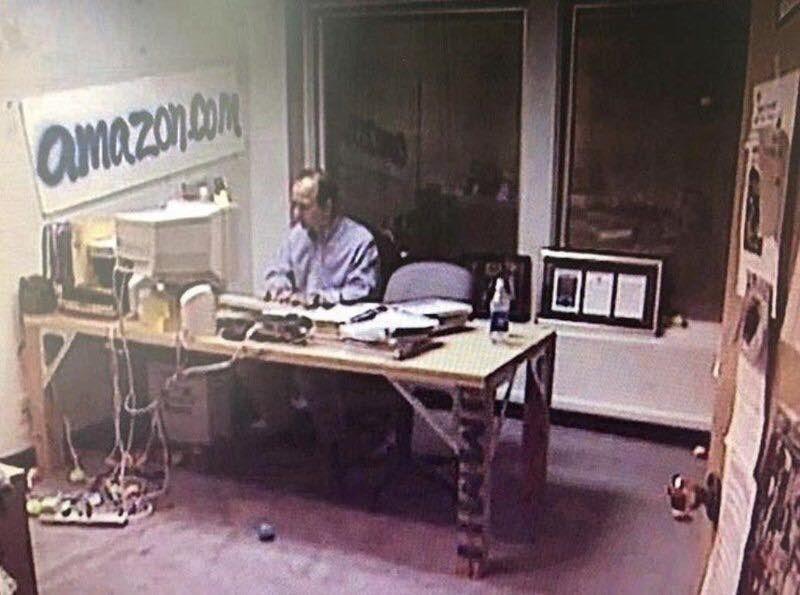 Jeff Bezos, in his executive office back in 1999