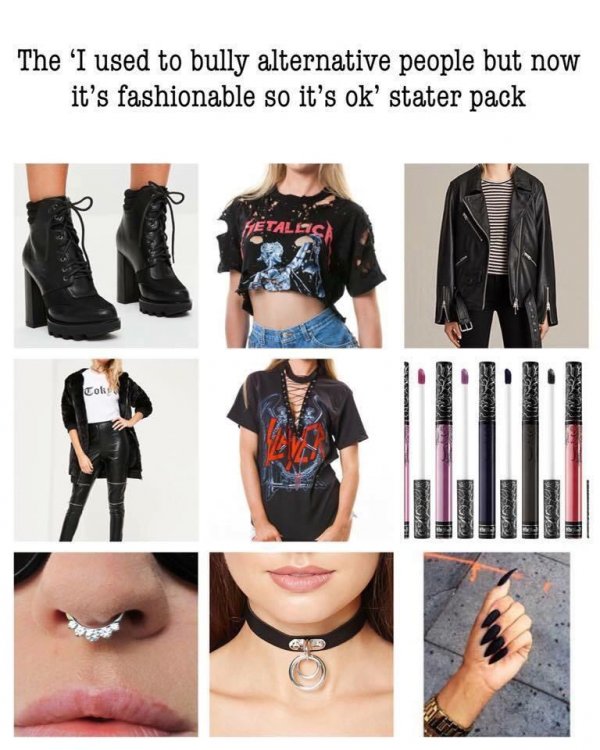 starter pack - cop starter pack meme - The 'I used to bully alternative people but now it's fashionable so it's ok' stater pack Hetallic Tok