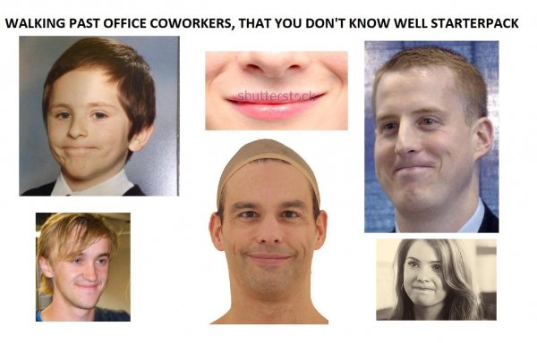 starter pack - you walk past a coworker you don t know very well - Walking Past Office Coworkers, That You Don'T Know Well Starterpack shutterstock