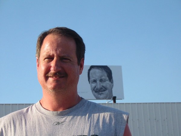 “My Dad and I were driving down a highway and found his Doppelgänger on a billboard.”