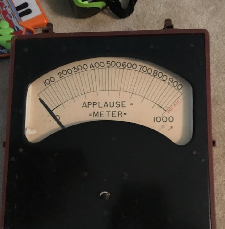 Device for measuring applause volume. Used in the 50’s and 60’s the applause meter was applied to studio audiences during talent and dance competitions. It was key because the meter determined who won the competition.