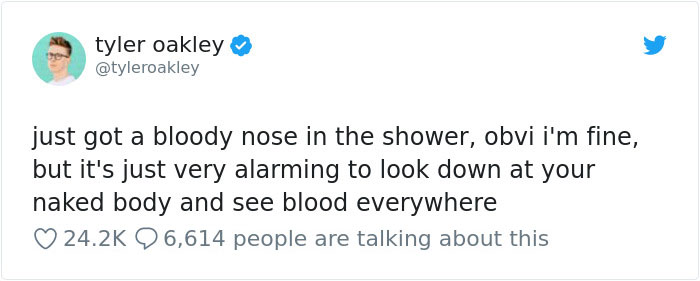 This guy's bloody shower tweet teaches him a lesson