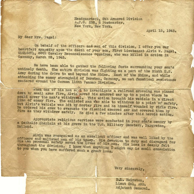 World War 2 Death Notice