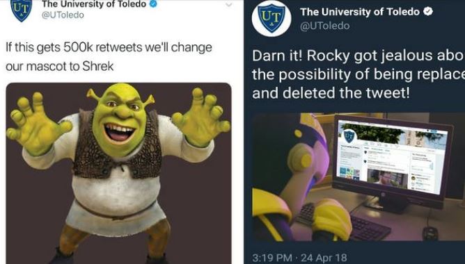 lies toledo shrek - The University of Toledo Ut The University of Toledo If this gets we'll change our mascot to Shrek Darn it! Rocky got jealous abo the possibility of being replace and deleted the tweet! . 24 Apr 18