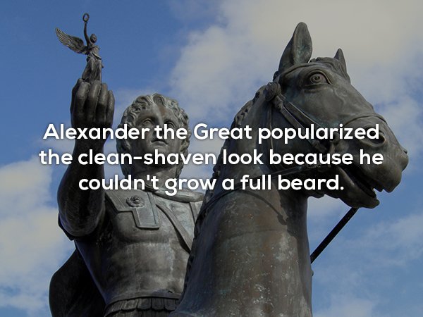 statue alexander the great - Alexander the Great popularized the cleanshaven look because he couldn't grow a full beard.