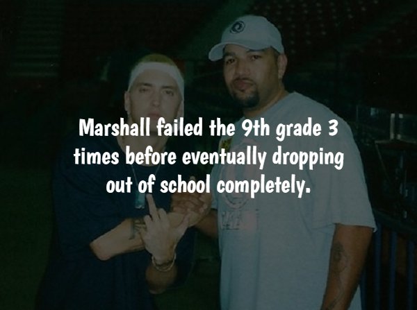 photo caption - Marshall failed the 9th grade 3 times before eventually dropping out of school completely.