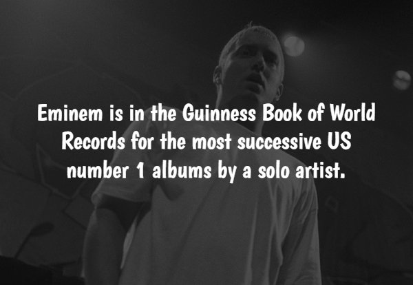 monochrome photography - Eminem is in the Guinness Book of World Records for the most successive Us number 1 albums by a solo artist.