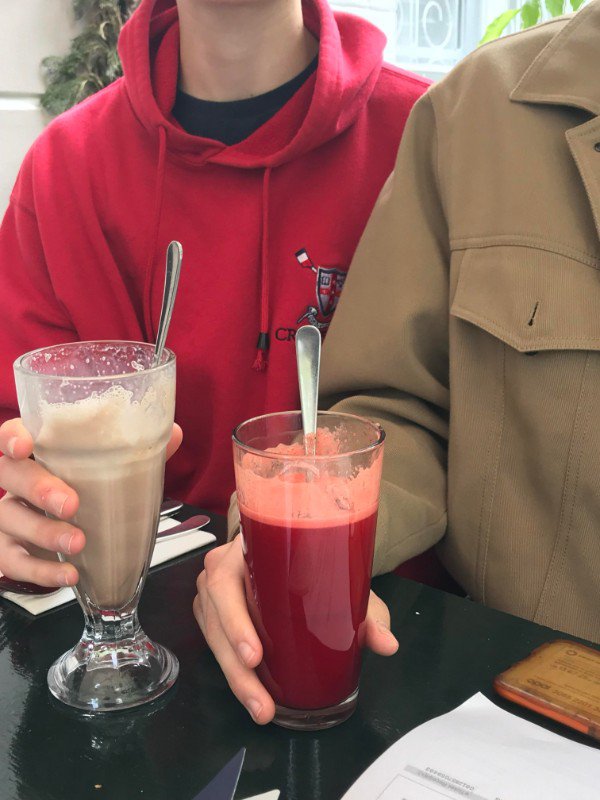 “My brother and I ordered drinks the same color as our jackets unintentionally.”