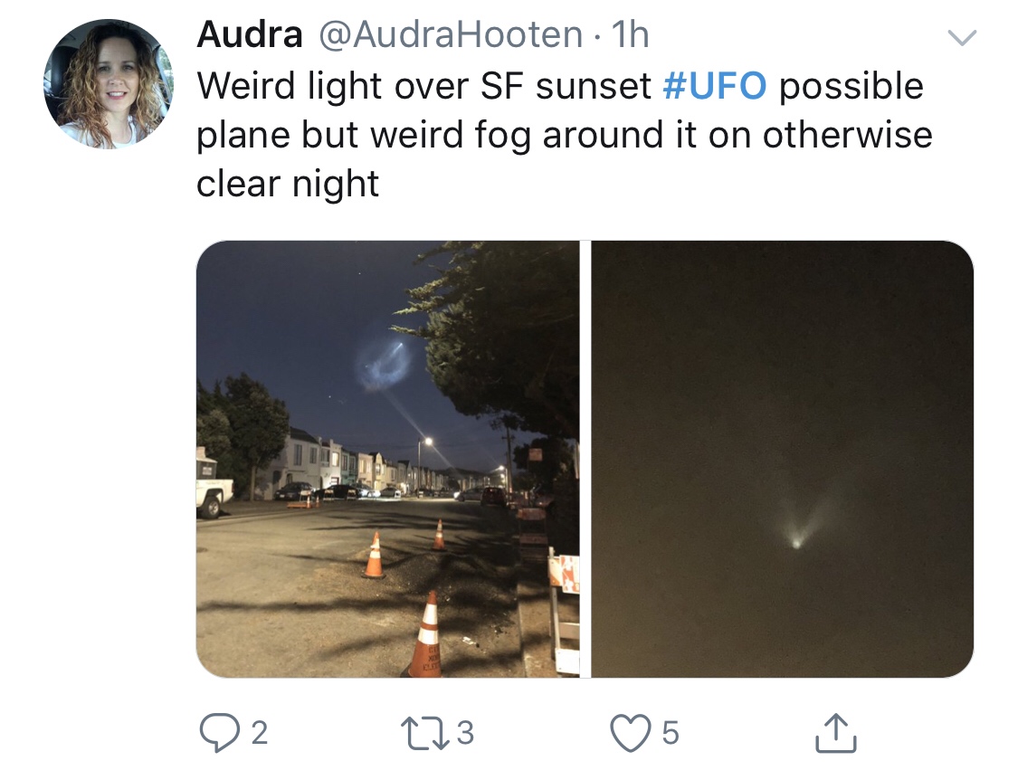 People all over LA are mistaking Tesla's Flacon 9 launch as a UFO