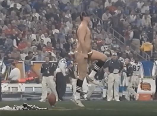 Infamous streaker, Mark Roberts, was sponsored by GoldenPalace.com to streak Super Bowl 38. He was paid $1 million, given front row tickets on the 50-yard line, and provided with one of the best defense attorneys in the US who was able to reduce his charges down to a misdemeanor and $1,000 fine.