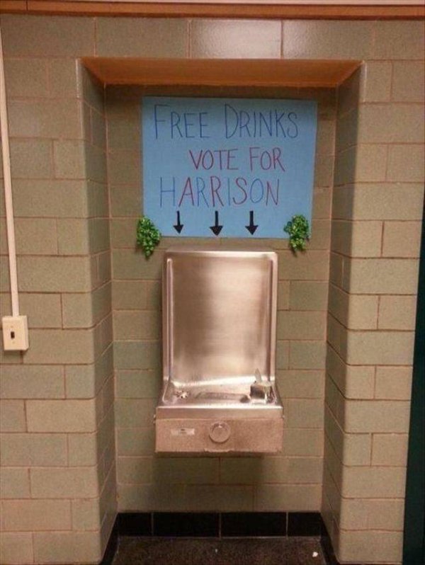 Humour - Free Drinks Vote For Harrison