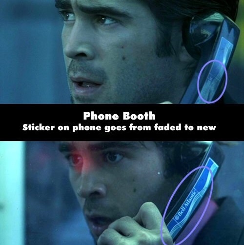 movie mistakes - Phone Booth Sticker on phone goes from faded to new Bell Atlantic