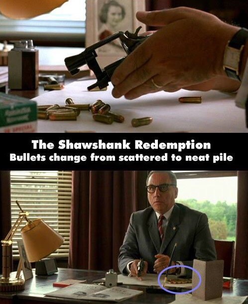 wolf of wall street mistakes - The Shawshank Redemption Bullets change from scattered to neat pile