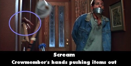 scream bloopers - Scream Crewmember's hands pushing items out