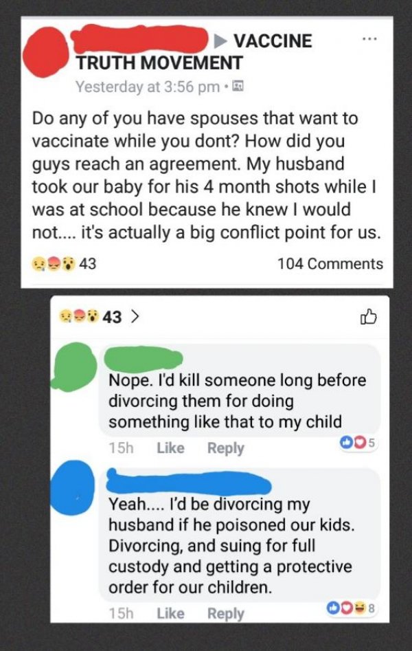 web page - Vaccine Truth Movement Yesterday at Do any of you have spouses that want to vaccinate while you dont? How did you guys reach an agreement. My husband took our baby for his 4 month shots while was at school because he knew I would not.... it's a