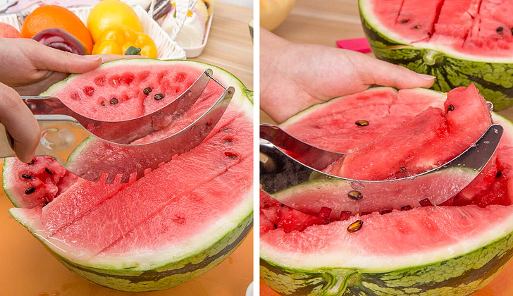 Cut neat and juicy pieces of watermelon without making a mess with this watermelon knife. $13.99 Get it <a href=" https://amzn.to/2A2ZXNj" target="_blank" rel="nofollow"><font color="red"><b>HERE</font></b></a>.