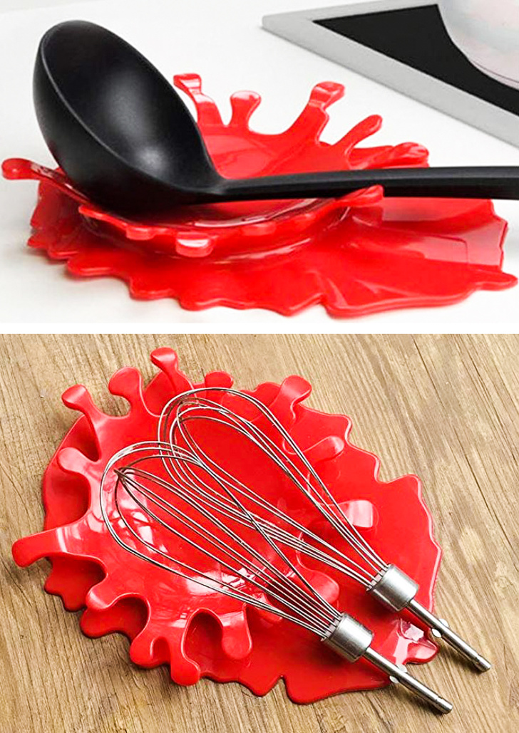 A spoon rest in the shape of a spill. Keep your utensils off the counter, and avoid a mess with this two pack of Spoon Rests.  $39.99 Get it <a href="https://amzn.to/2A1AAv6" target="_blank" rel="nofollow"><font color="red"><b>HERE</font></b></a>.