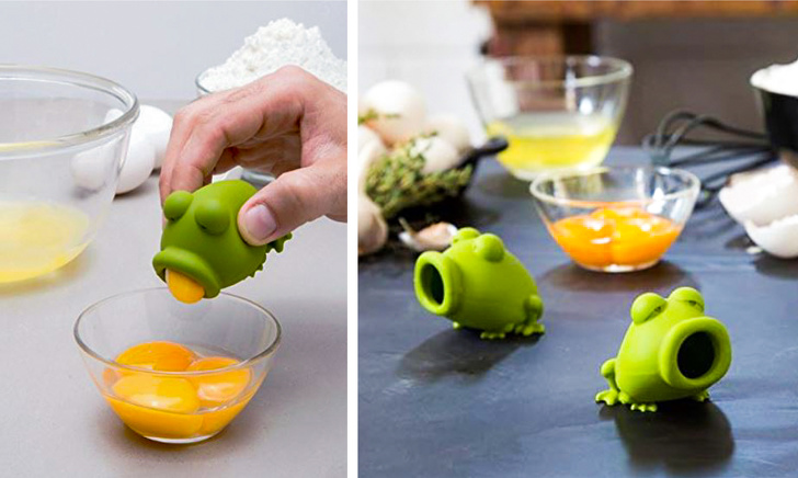 Egg yolk separator with the face of a frog. Get it <a href="" target="_blank" rel="nofollow"><font color="red"><b>HERE</font></b></a>.