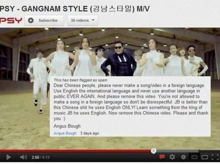 photo caption - El MV Psy Gangnam Style H Psy Subscribe 35 videos This has been flagged as spam Dear Chinese people, please never make a songvideo in a foreign language Use English the international language and never use another language in public Ever A