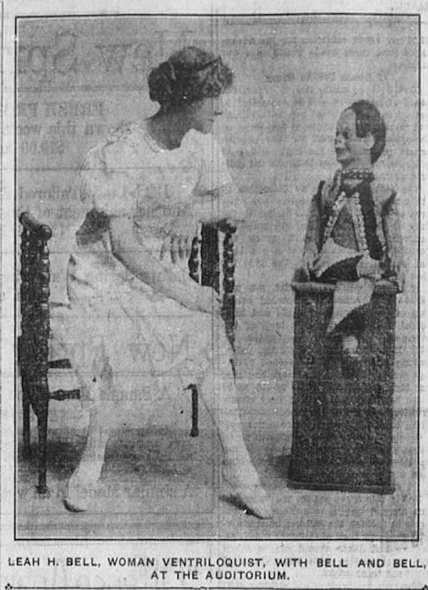 photograph - Leah H Bell, Woman Ventriloquist, With Bell And Bell At The Auditorium.