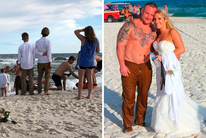 Groom Stops His Own Wedding To Save A Drowning Teen. His New Wife Told Him He Had To Swim Out And Save The Boy. 'You Have To Listen To Your Wife, Or You're In Trouble.'