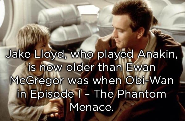meme about feeling old with picture of Jake Lloyed and Ewan McGregor in Star Wars The Phantom Menace