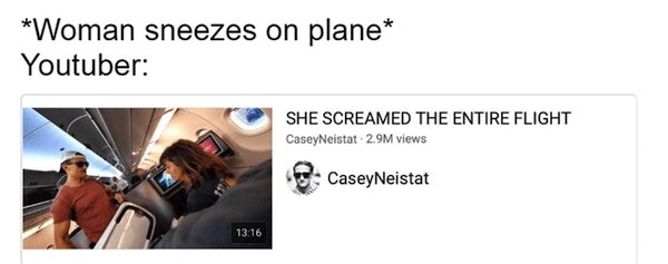 microphone - Woman sneezes on plane Youtuber She Screamed The Entire Flight CaseyNeistat 2.9M views CaseyNeistat