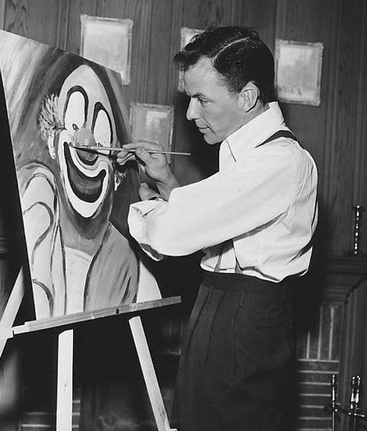 frank sinatra clown painting