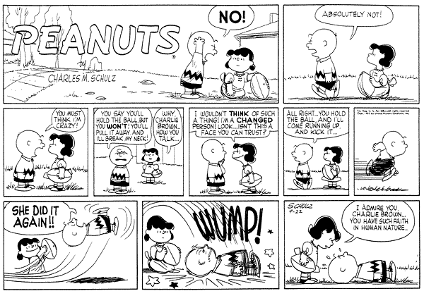 Charles Schulz always disliked the title of Peanuts, which was given to his comic strip by the syndicate. In a 1987 interview, Schulz said of it: “It’s totally ridiculous, has no meaning, is simply confusing, and has no dignity—and I think my humor has dignity.”