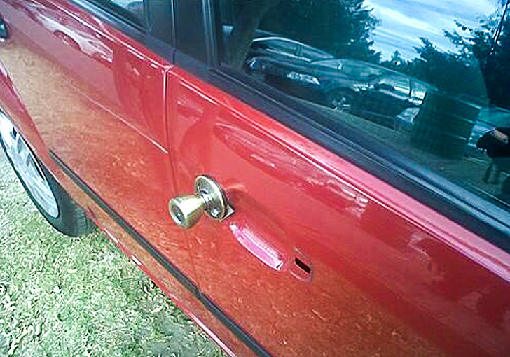 wtf car with house door knob