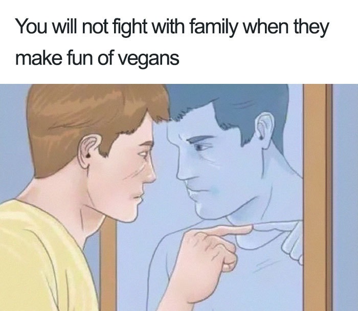 vegan it's not small meme - You will not fight with family when they make fun of vegans