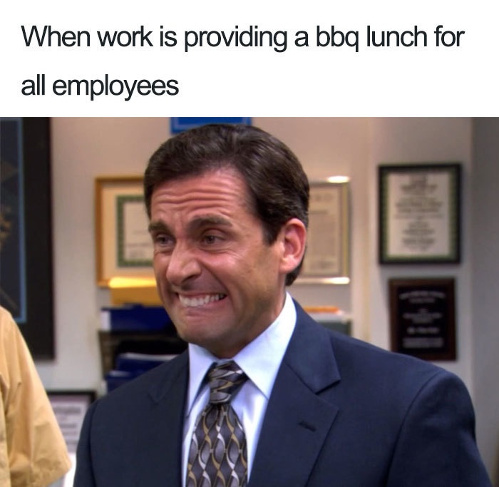 vegan funny michael scott - When work is providing a bbq lunch for all employees