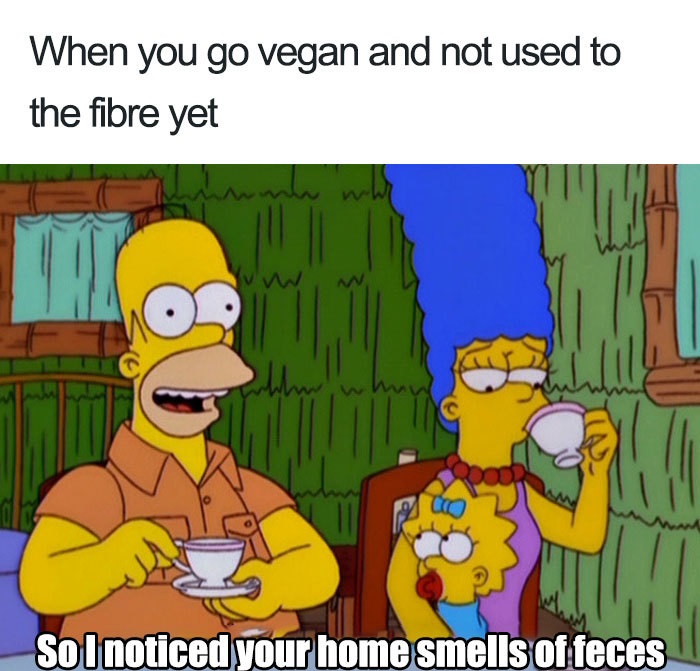 vegan When you go vegan and not used to the fibre yet So I noticed your home smells of feces