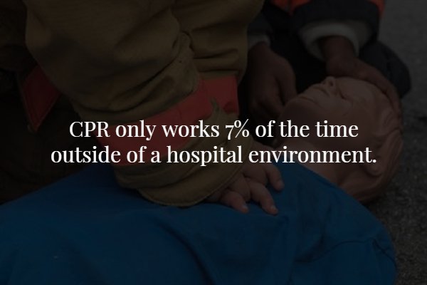 photo caption - Cpr only works 7% of the time outside of a hospital environment.