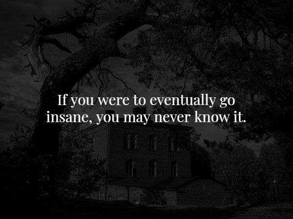 quote about life - If you were to eventually go insane, you may never know it.