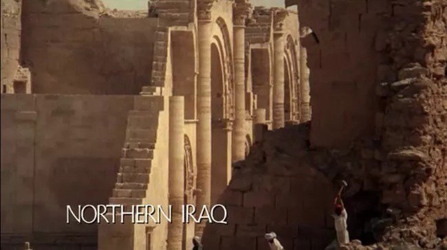 The various archeological dig scenes were filmed on location in Hatra, Iraq, in lieu of a fake site in California. As US and Iraq relations weren’t great at the time (when are they?), the scenes were shot by an English crew.