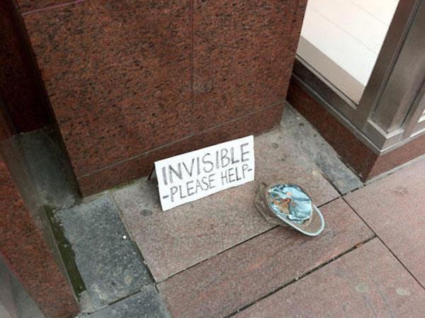 funniest homeless signs invisible man